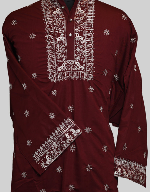 Polyester Cotton Silk Embroidered (Resham) Kurta