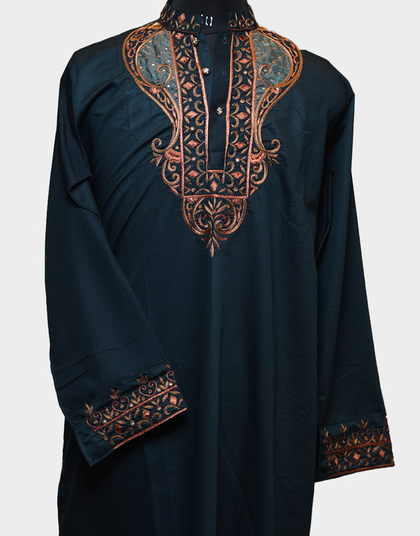 Polyester Cotton Peacock Blue Kurta