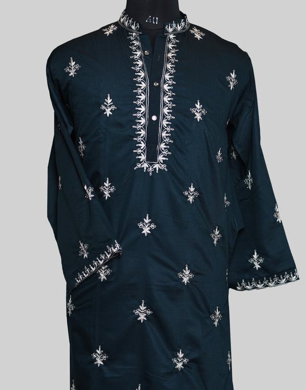 Polyester Cotton Navy Blue Kurta